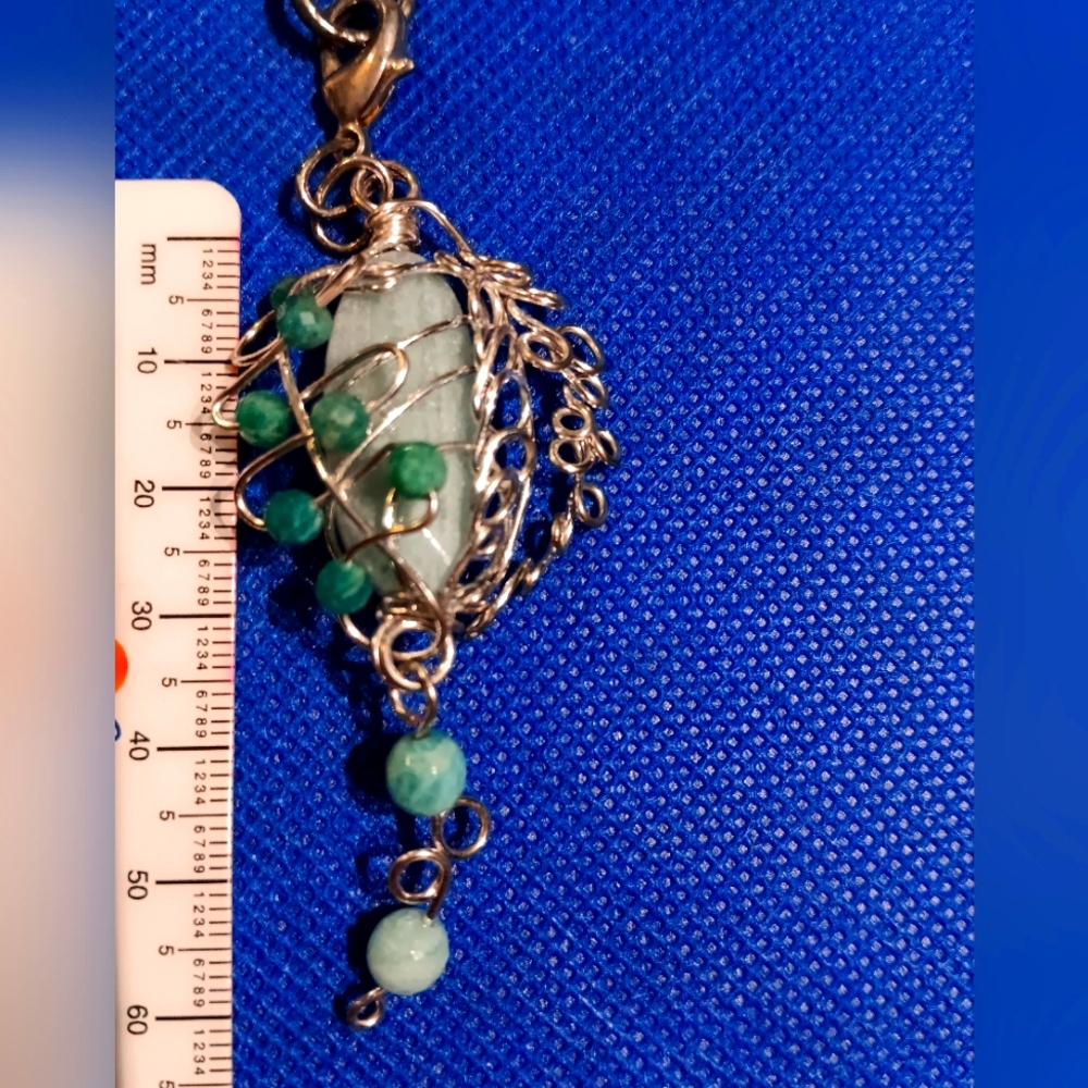 Silver Copper Wire Amazonite Pendant Necklace - image 6